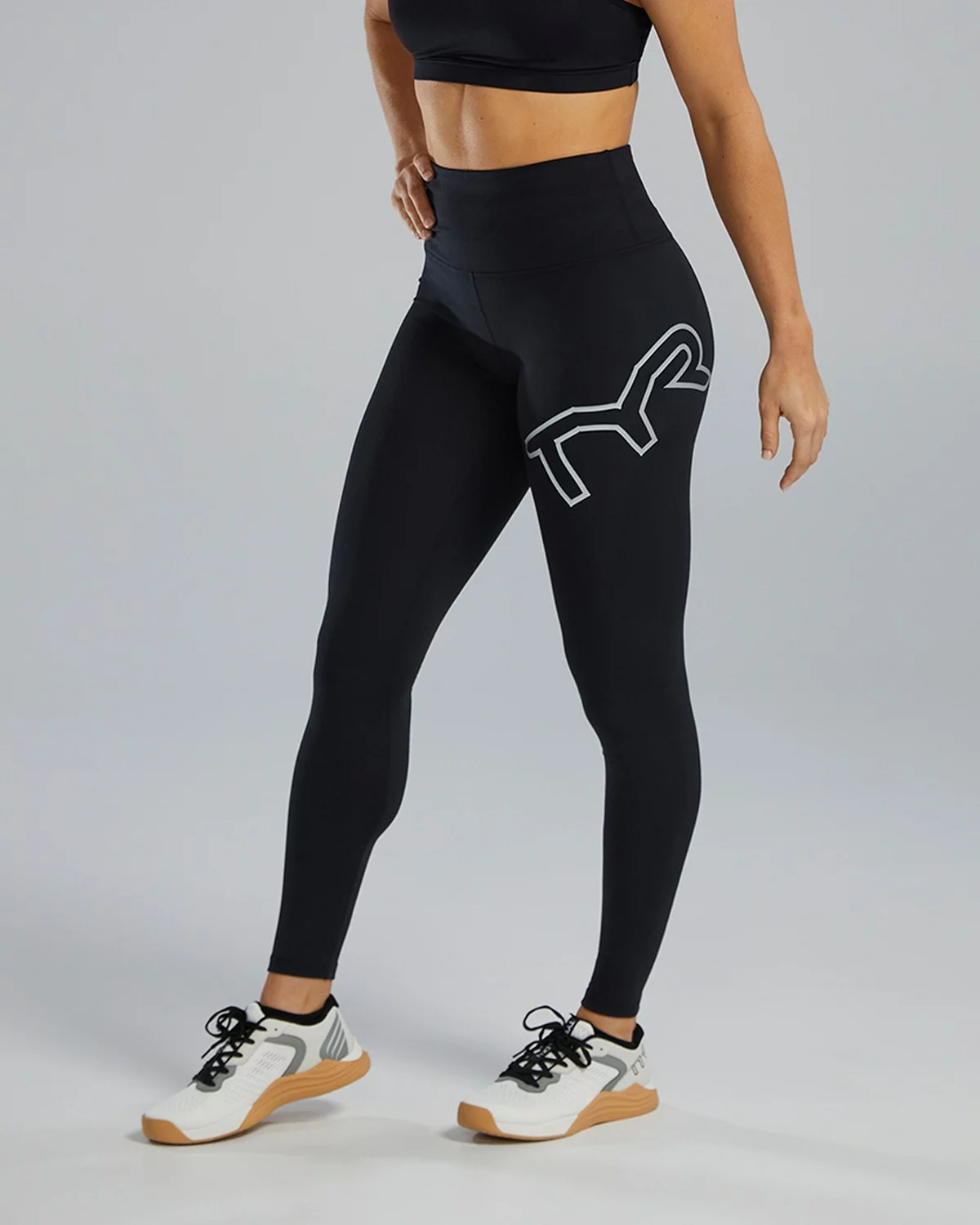 TYR Base Kinetic™ Women's High-Rise Full Length Logo Leggings - Solid 5 TYR Base Kinetic™ Women's High-Rise Full Length Logo Leggings - Solid - Image 3