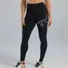 TYR Base Kinetic™ Women's High-Rise Full Length Logo Leggings - Solid -TYR Sales B39018 001 main01