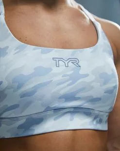 TYR Base Kinetic™ Women's High Neck Sports Bra - Whiteout Camo -TYR Sales FGDSWC3A 100 alt07