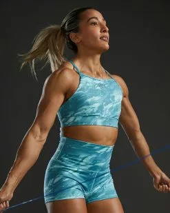 TYR Base Kinetic™ Women's High Neck Sports Bra - Aqueous -TYR Sales FGHAQ3A 988 alt07