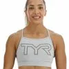 TYR Base Kinetic™ Women's High Neck Big Logo Sports Bra - Heather -TYR Sales FGHSHL3A 254 main01