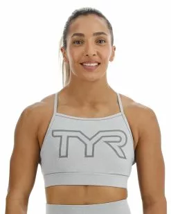 TYR Base Kinetic™ Women's High Neck Big Logo Sports Bra - Heather