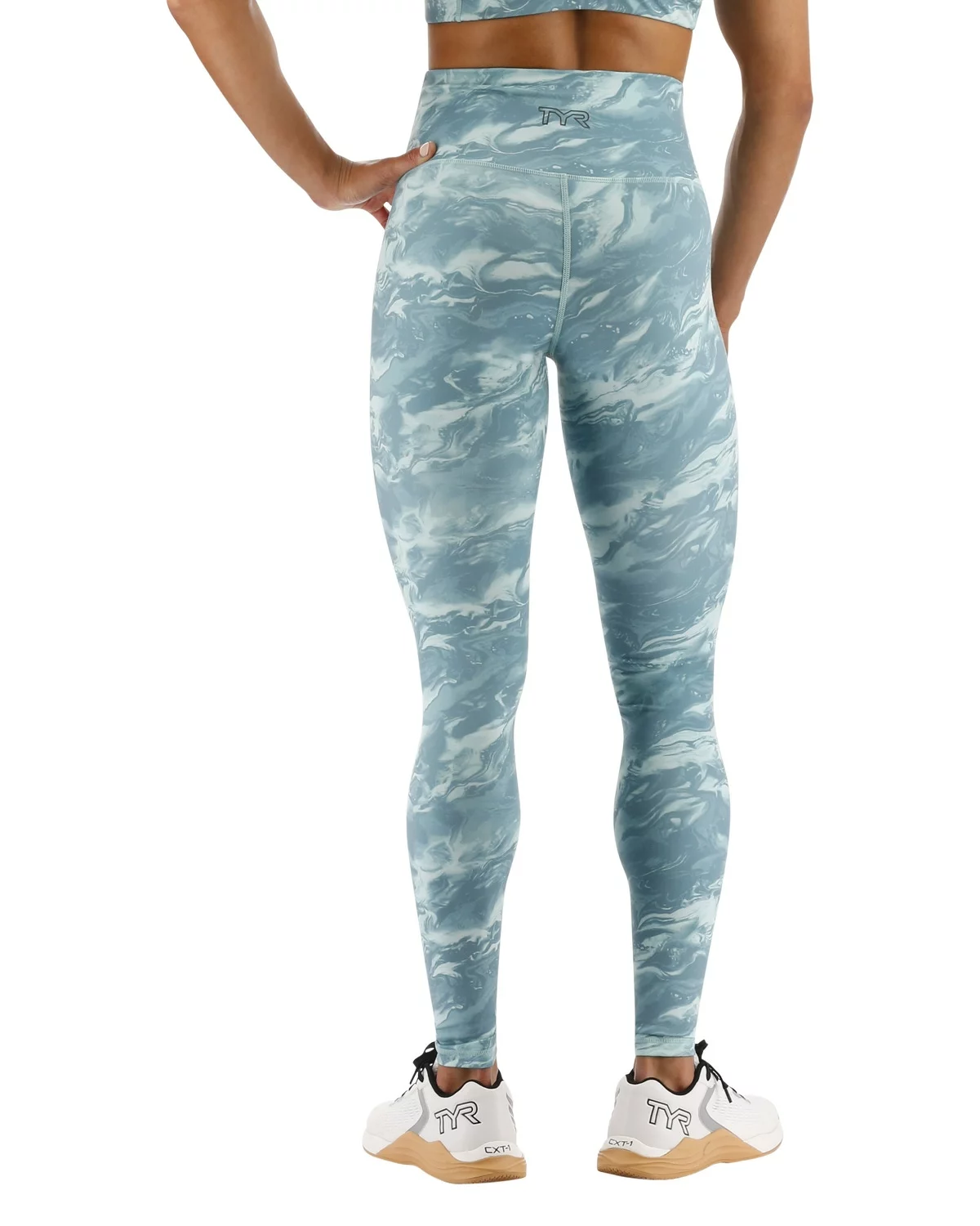 TYR Base Kinetic™ Women's High-Rise Full Length Leggings - Aqueous 4 TYR Base Kinetic™ Women's High-Rise Full Length Leggings - Aqueous - Image 2