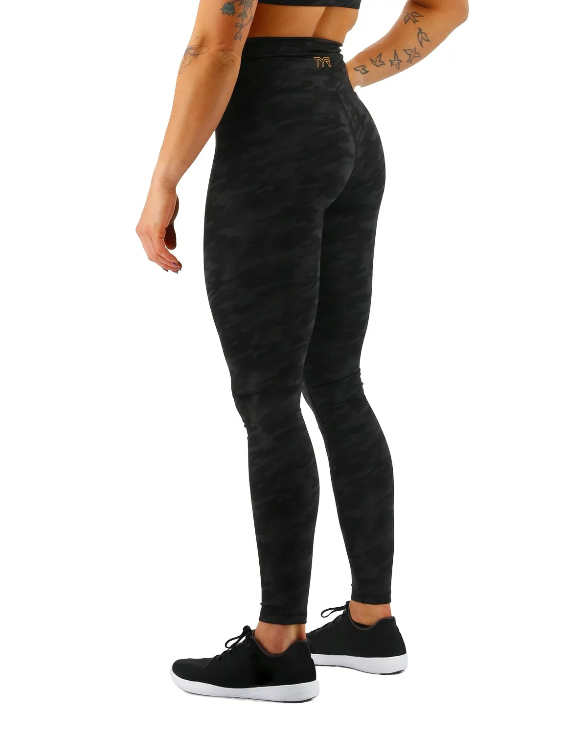TYR Base Kinetic™ Women's High-Rise Full Length Leggings- Blackout Camo 5 TYR Base Kinetic™ Women's High-Rise Full Length Leggings- Blackout Camo - Image 3