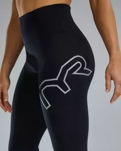 TYR Base Kinetic™ Women's High-Rise 3/4 Logo Leggings - Solid -TYR Sales FTTHRL3A 001 alt05