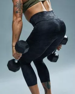 TYR Base Kinetic™ Women's High-Rise 3/4 Leggings - Blackout Camo -TYR Sales FTTMRB3A 001 alt10