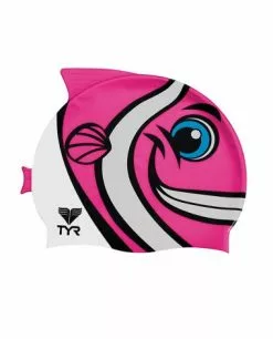 TYR Kid's CharacTYRS Happy Fish Silicone Swim Cap
