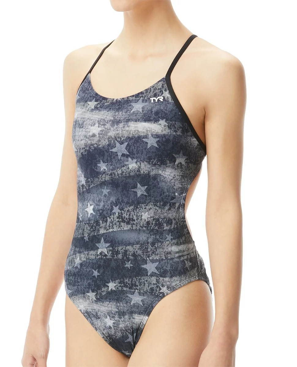 TYR Durafast One® Women’s Cutoutfit Swimsuit - American Dream 4 TYR Durafast One® Women’s Cutoutfit Swimsuit - American Dream - Image 2