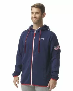 TYR Men's Alliance Podium Full Zip Hoodie - USA