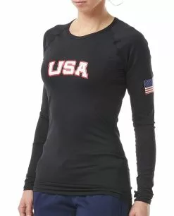 TYR Durafast LiteĀ® Women's USA Belize Long Sleeve Rashguard - Solid