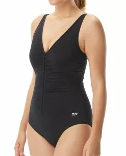 TYR Durafast Elite® Women's V-Neck Zip Controlfit Swimsuit - Solid