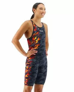 TYR Women's Venzo™ Open Back Swimsuit - Camo Fire -TYR Sales vzcfob6a 937 alt05