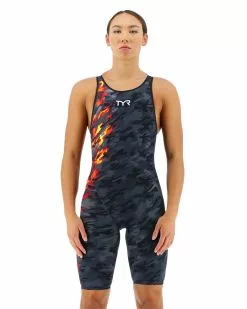 TYR Women's Venzo™ Open Back Swimsuit - Camo Fire